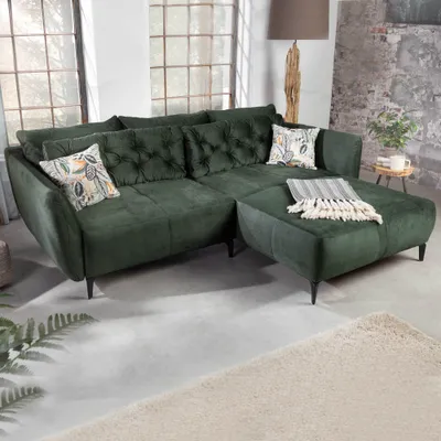 Produktbild von riess-ambiente Elegantes Ecksofa MARRAKESCH 245cm flaschengrün Samt inkl. Kissen Eckcouch Couch