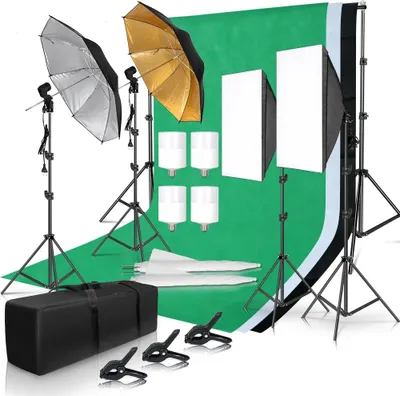 Zdjęcie produktu dla Zestaw do studia fotograficznego, statyw na tło 2,6 x 3 m, softboxy 50 cm x 70 cm, zestaw do studia fotograficznego 54