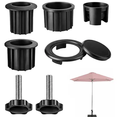 Produktbild von Sonnenschirm-Adapter Set, Reduzierringe für Sonnenschirme, sicherer Halt auch bei Wind, schnelle Montage, 7-teilig, für Garten, Terrasse und Balkon