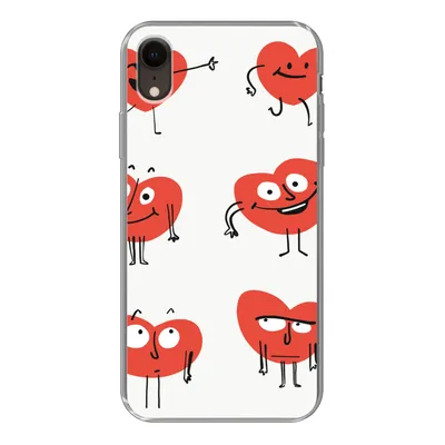 Produktbild von MuchoWow® Handyhülle Schutzhülle Hülle für iPhone XR Eine Illustration von neun Herzen mit Emotionen Silikon Softcase Handy Hülle - Schutzdeckel