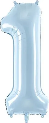 Immagine prodotto di Palloncino in foil numero "1", 72 cm, azzurro