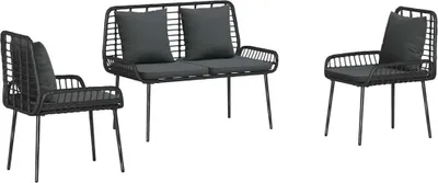 Produktbild von "2026 Aktion" Garten Essgruppe - elegantes Design - Sitzgruppe/Tisch+ Stuhl - 3 pcs Schwarz und Anthrazit - Terassenmöbel NeuMöbel746018