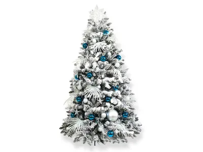 Produktbild von Geschmückter künstlicher weihnachtsbaum mit 215 Stk Kugeln POLAR BLUE 300 cm mit Metallständer
