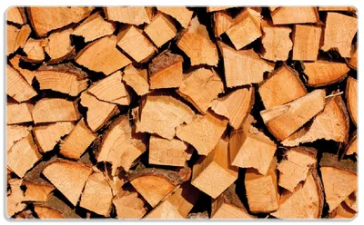 Produktbild von Wallario Frühstücksbrettchen aus Glas, je 14 x 23 cm, mit rutschfesten Füßen, Motiv Holzstapel gehackt - Holzscheite für den Kamin