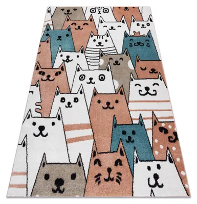 Image de Tapis FUN Gatti pour enfants, chats animaux rose multicolore 140x190 cm
