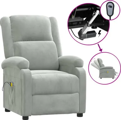 Image de Fauteuil électrique de massage Gris clair velours