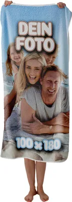 Produktbild von Personalisiertes Handtuch 100×180 cm XXL mit eigenem Foto & Text – Mikrofaser, saugfähig, weiche Qualität [163]