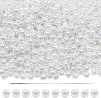 Produktbild von Kunstperlen - Weiß - 1000 Stück - 6 mm - DIY Schmuck - Ideal für Armbänder und Halsketten