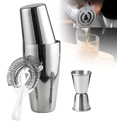Boston Cocktail Shaker Set 600/450 ml Edelstahl mit Sieb