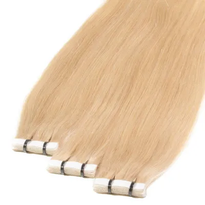 Produktbild von hair2heart Premium Tape Extensions Echthaar glatt - 10 Tapes 2.5g 50cm 9/0 lichtblond