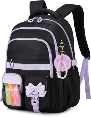 Produktbild von Schulrucksack, wasserdicht, schwarz-lila, für Schule