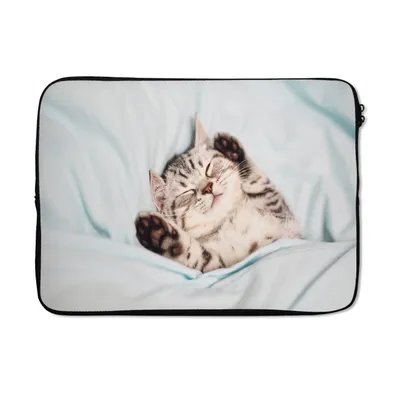 Produktbild von MuchoWow® Laptop Hülle 13 Zoll Kätzchen - Schlafen - Bett Laptoptasche - Laptophülle - Sleeve - Rundumschutz
