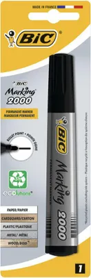 Image de Marqueur Permanent Bic 2000 Noir Encre Indélébile Pointe Biseautée - Bic