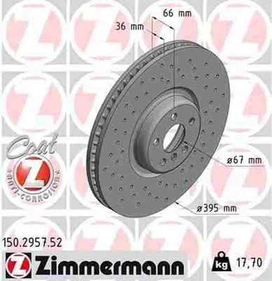 Produktbild von ZIMMERMANN Bremsscheibe Vorne Links für BMW 5 Touring (G31) 395mm 150.2957.52