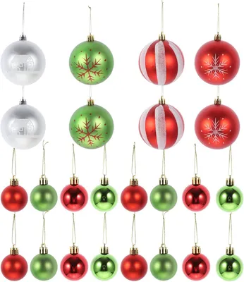 Produktbild von Weihnachtsbaumkugeln Set Rot Silber Grün Schrottfest Glitzernd 44