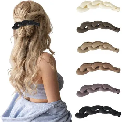 Imagen del producto de 6 pinzas para el pelo con forma de plátano para mujeres, de tamaño grande, aptas para cabello grueso y fino, antideslizantes