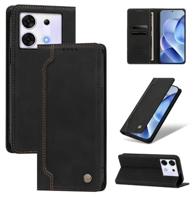 Obrázek produktu pro Pouzdro pro Infinix Zero 30 5G,Polyuretankožené peněženkové flipové pouzdro s přihrádkami na karty a stojánkem Černá