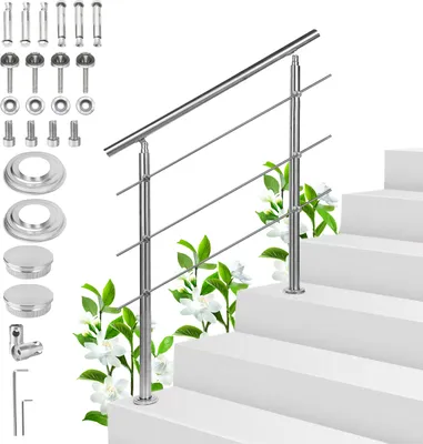 Immagine prodotto di TolleTour ringhiera corrimano scala in acciaio inox per scale balconi interni ed esterni 180cm (3 bretelle)