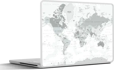 Produktbild von MuchoWow® Laptop Aufkleber Sticker Cover Weltkarte - Weiß - Grau - Erde 30x21 cm - Sticker für Laptop - Selbstklebend