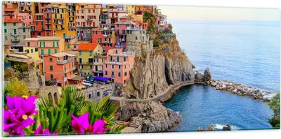 Produktbild von Bilder auf glas - Italien küste felsen landschaft - 120x50cm - Glasbilder - Wandbilder - Kunstdruck - zum Aufhängen bereit - Wanddekoration aus Glas - Glas Bilder - Wandbild auf Glas - GAB120x50-2684