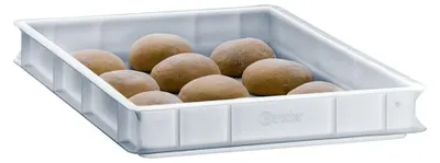 Produktbild von Teigbehälter Kunststoff 600x400x70 mm, lebensmittelecht, stapelbar, spülmaschinengeeignet, -20 bis 90°C, für Teiglinge & Pizzaballen