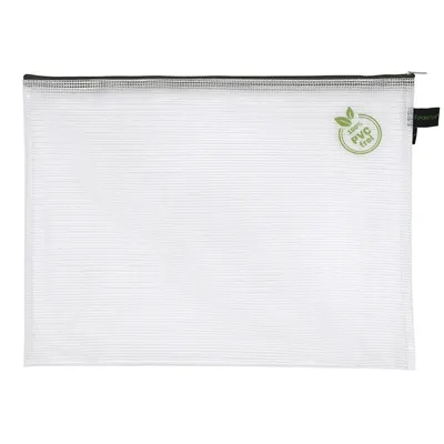 Image de Sachet pour petits objets FolderSys, DIN B4, sans PVC, fermeture éclair textile verte, sachet incolore, (H x L) 320 x 415 mm