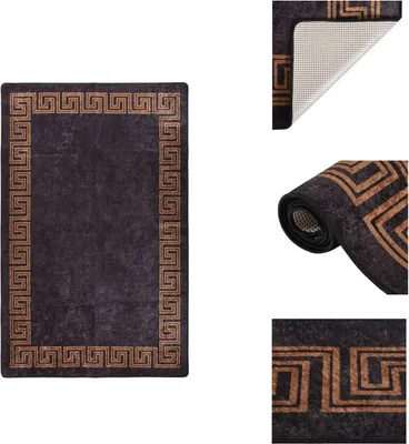 Obrázek produktu pro vidaXL Koberec omyvatelný 80x150 cm černo-zlatý protiskluzový - Koberce