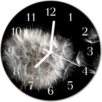 Produktbild von Glasuhr Wanduhr Küchenuhr Echt-Glas 30fi cm Pusteblume weiß