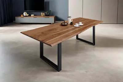 Produktbild von SAM® Esstisch Baumkante massiv Akazie natur 160 x 85 schwarz MILO
