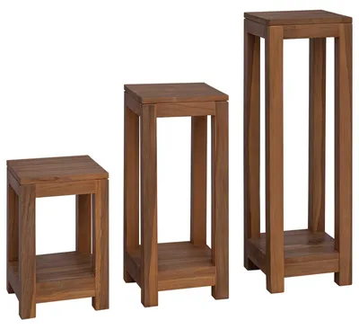 Immagine prodotto di vidaXL Porta piante, set di 3 pezzi, colore naturale, 25 x 25 x 80 cm, legno massello di teak