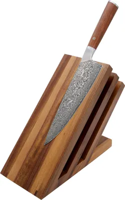 Produktbild von Zayiko hochwertiger magnetischer Messerblock Messerbrett Fächer Nussbaum für bis zu 6 Messer