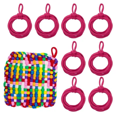 Produktbild von 50 Stück elastische Nachfüllschlaufen für Topflappen in Regenbogenfarben, Strickset für Anfänger und Bastelprojekte, 17,8 cm