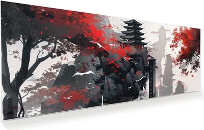 Produktbild von Glasbild 125x50cm in XXL für Wohnzimmer, Schlafzimmer Motiv Mystischer Tempel