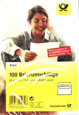 Produktbild von Deutsche Post 100 Umschläge C6 / weiß, selbstklebend, ohne Fenster