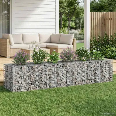 Productafbeelding van Maison Exclusive - Gabionen verhoogde plantenbak, 2 stuks, 260 x 60 x 55 cm, verzinkt staal