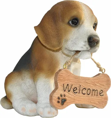 Produktbild von Gartenfigur Dekofigur Hund Beagle Willkommen