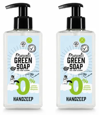 Productafbeelding van 2 x Marcel's Green Soap handzeep 0% - Milde verzorging - 250 ml - Voordelige verpakking - 2 stuks