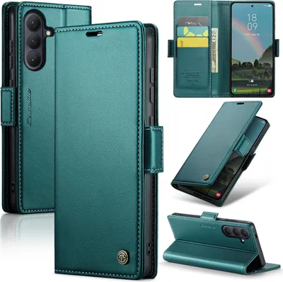 Produktbild von Lederhülle für Samsung Galaxy S26 Brieftasche Kartenfach Schutzhülle mit Standfunktion Grün