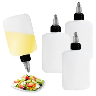 4 Quetschflaschen Ölflasche 120 ml, Öldispenser mit Deckeln, Dosierflasche