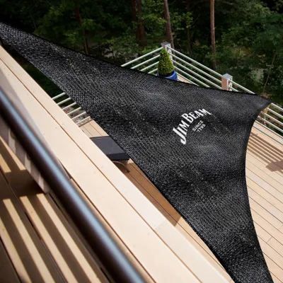 Produktbild von Jim Beam Sonnensegel Sonnenschutz Windschutz UV Schutz 5x5 m Dreieckig Schwarz inkl. Befestigungsset Zubehör