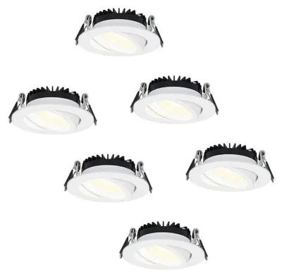 Produktbild von hoftronic LED Einbaustrahler 6W 430lm IP44 Dimmbar Weiß Rund Schwenkbar