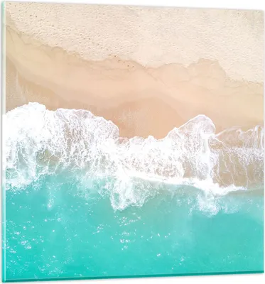 Produktbild von Bilder auf glas - Meer Welle Sand - 30x30cm - Glasbilder - Wandbilder - Kunstdruck - zum Aufhängen bereit - Wanddekoration aus Glas - Glas Bilder - Wandbild auf Glas - Einteilig - GAC30x30-3937