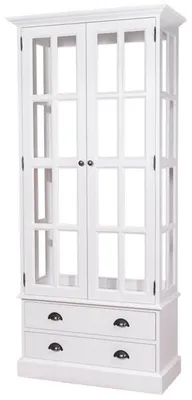 Image de Casa Padrino Landhaus Armoire de cuisine blanche 90 x H 200 cm - Salle à manger Armoire salon antique Style rustique Vitrine