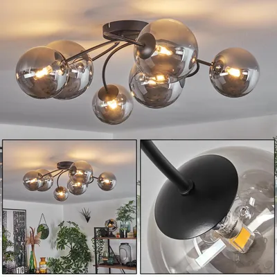 Produktbild von Isorella Deckenlampe aus Metall/Glas in Schwarz/Rauchfarben