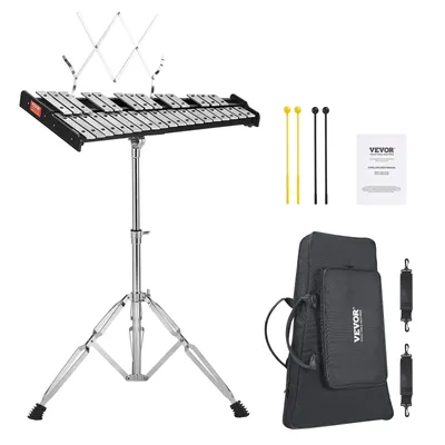 Immagine prodotto di VEVOR set xilofono glockenspiel con 32 note, set di strumenti a percussione professionale con mazze, bacchette, leggio, supporto regolabile e borsa per il trasporto per studenti e adulti
