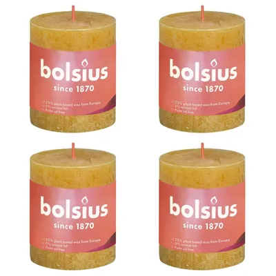 Obrázok produktu pre Bolsius Bolsius Pahýľové sviečky Shine 4 ks rustikálne 80x68 mm medovo žltá