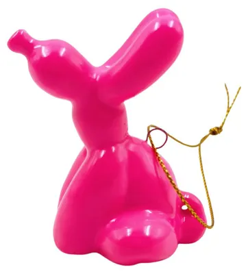 Imagen del producto de Adorno - Colgador con forma de perro inflable - Cerámica - Rosa - 5,5 x 6,5 cm
