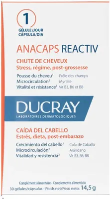 Zdjęcie produktu dla Ducray Anacaps Reactiv wypadanie włosów, 30 kapsułek