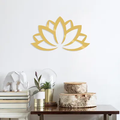 Obrázok produktu pre Wallity, Lotus- TNL1648, Zlatá, Ostatné bytové dekorácie, 60 x 35 cm, 100% kov (hrúbka: 1