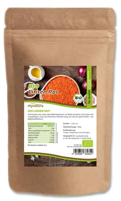 Produktbild von Mynatura  Rote Linsen – Proteinreiche Hülsenfrüchte - in verschiedenen Größen - 1000g